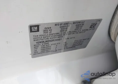 2016 Chevrolet Suburban Ltz from USA, damaged, VIN 1GNSKJKC5GR266451